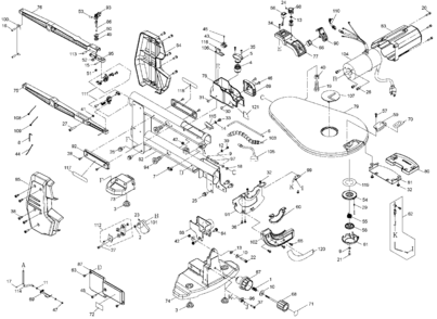 Default Diagram and Parts List for PCB375SS Type 1 Porter Cable Scroll Saw